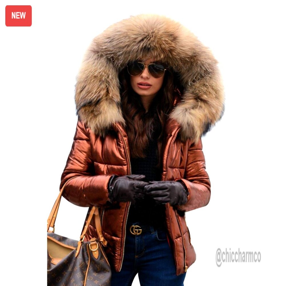 Winter Warm Down Jacket Thick Slim Flash Coat Hood Parka